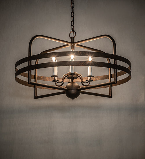 Meyda Lighting Aldari 32" 6-Light Gilded Tobacco Chandelier With White Faux Candlelight