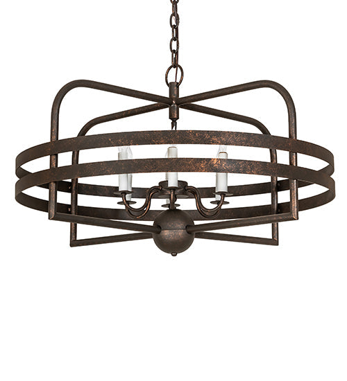 Meyda Lighting Aldari 32" 6-Light Gilded Tobacco Chandelier With White Faux Candlelight
