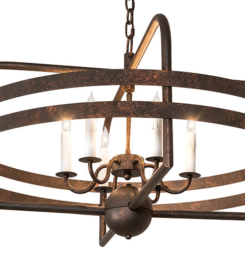 Meyda Lighting Aldari 32" 6-Light Gilded Tobacco Chandelier With White Faux Candlelight