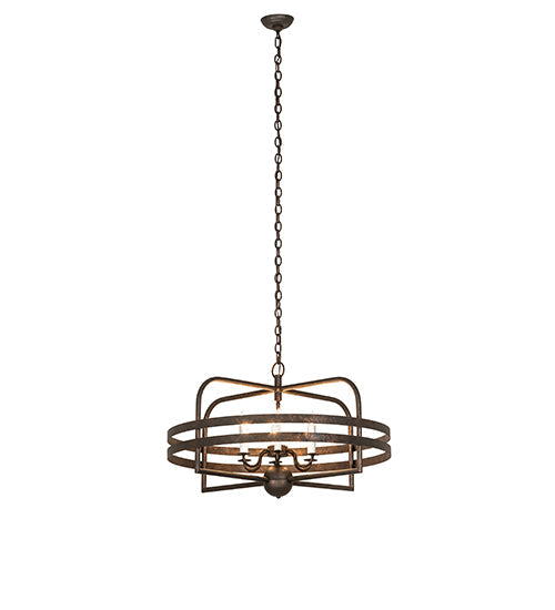 Meyda Lighting Aldari 32" 6-Light Gilded Tobacco Chandelier With White Faux Candlelight