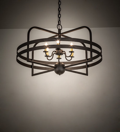 Meyda Lighting Aldari 32" 6-Light Oil Rubbed Bronze Chandelier With Ivory Faux Candlelight