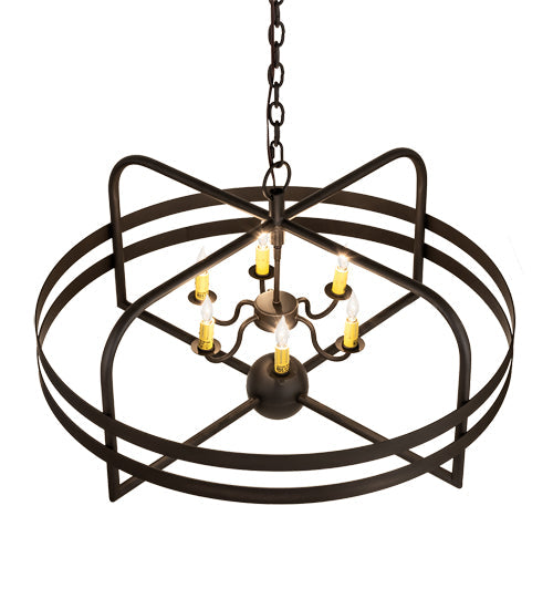Meyda Lighting Aldari 32" 6-Light Oil Rubbed Bronze Chandelier With Ivory Faux Candlelight
