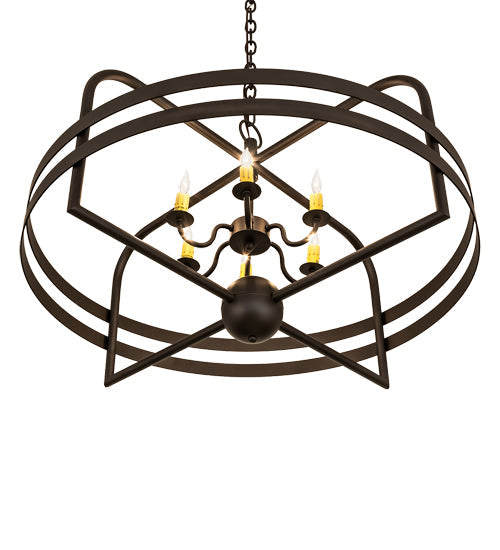 Meyda Lighting Aldari 32" 6-Light Oil Rubbed Bronze Chandelier With Ivory Faux Candlelight
