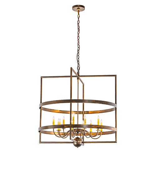 Meyda Lighting Aldari 36" 12-Light Antique Copper Chandelier With Ivory Faux Candlelight