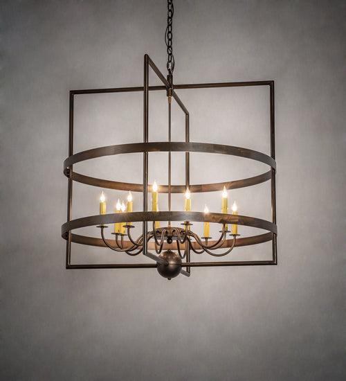 Meyda Lighting Aldari 36" 12-Light Antique Copper Chandelier With Ivory Faux Candlelight