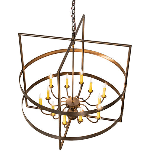 Meyda Lighting Aldari 36" 12-Light Antique Copper Chandelier With Ivory Faux Candlelight