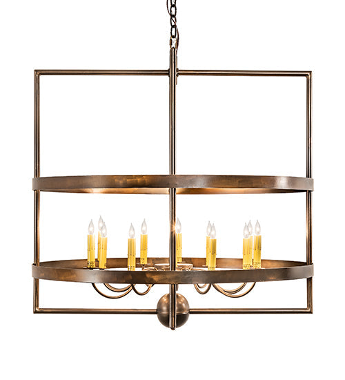 Meyda Lighting Aldari 36" 12-Light Antique Copper Chandelier With Ivory Faux Candlelight