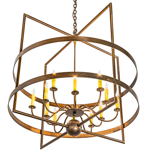 Meyda Lighting Aldari 36" 12-Light Antique Copper Chandelier With Ivory Faux Candlelight
