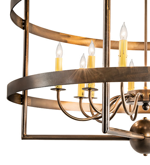 Meyda Lighting Aldari 36" 12-Light Antique Copper Chandelier With Ivory Faux Candlelight