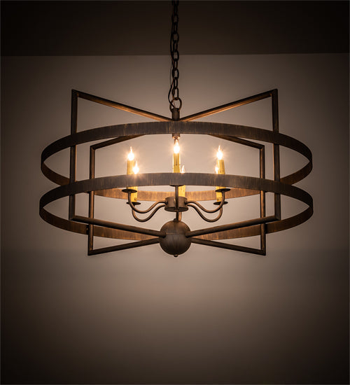 Meyda Lighting Aldari 36" 6-Light Antique Brass Chandelier With Ivory Faux Candlelight
