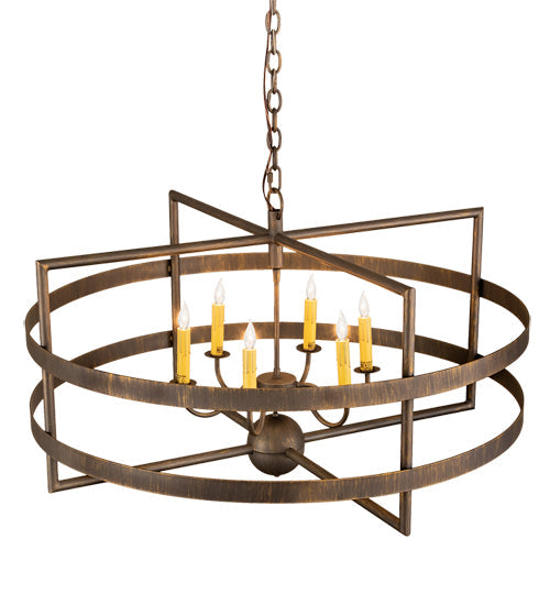 Meyda Lighting Aldari 36" 6-Light Antique Brass Chandelier With Ivory Faux Candlelight