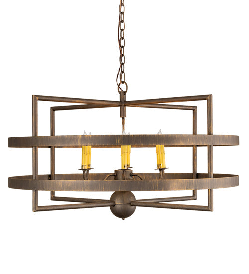 Meyda Lighting Aldari 36" 6-Light Antique Brass Chandelier With Ivory Faux Candlelight