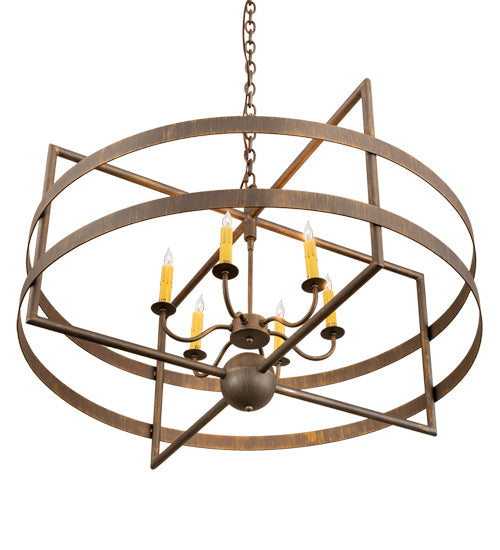 Meyda Lighting Aldari 36" 6-Light Antique Brass Chandelier With Ivory Faux Candlelight