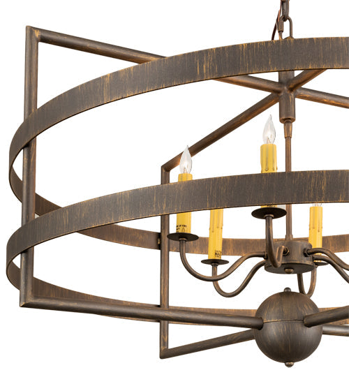 Meyda Lighting Aldari 36" 6-Light Antique Brass Chandelier With Ivory Faux Candlelight
