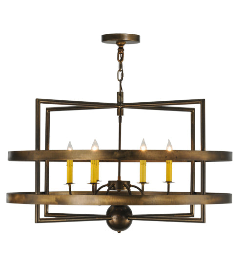 Meyda Lighting Aldari 36" 6-Light Antique Copper Chandelier With Amber Faux Candlelight