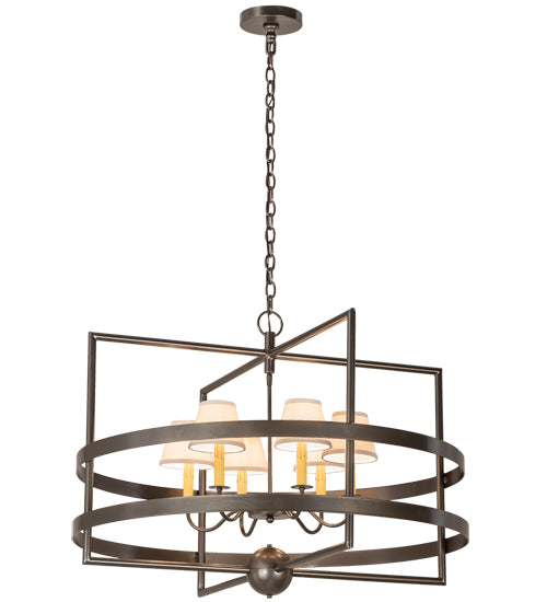 Meyda Lighting Aldari 36" 6-Light Bronze Metallic Chandelier With Cream Linen Shade