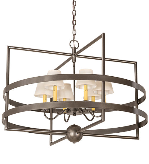 Meyda Lighting Aldari 36" 6-Light Bronze Metallic Chandelier With Cream Linen Shade