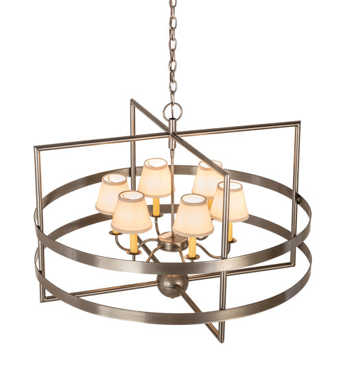 Meyda Lighting Aldari 36" 6-Light Bronze Metallic Chandelier With Cream Linen Shade