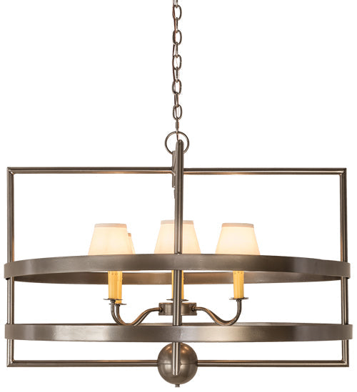 Meyda Lighting Aldari 36" 6-Light Bronze Metallic Chandelier With Cream Linen Shade