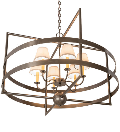 Meyda Lighting Aldari 36" 6-Light Bronze Metallic Chandelier With Cream Linen Shade