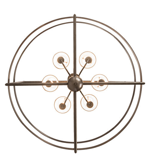 Meyda Lighting Aldari 36" 6-Light Bronze Metallic Chandelier With Cream Linen Shade