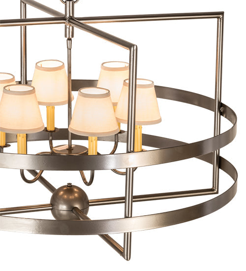 Meyda Lighting Aldari 36" 6-Light Bronze Metallic Chandelier With Cream Linen Shade