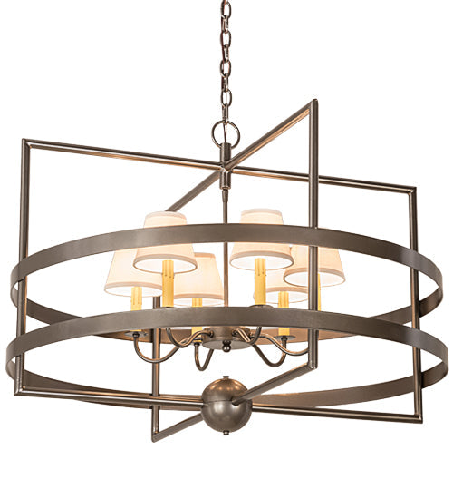 Meyda Lighting Aldari 36" 6-Light Bronze Metallic Chandelier With Cream Linen Shade