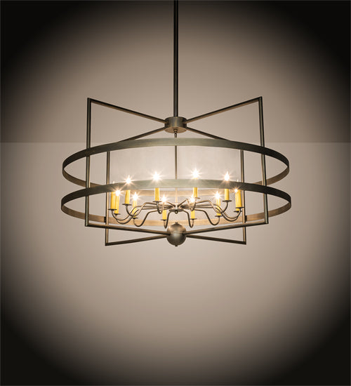 Meyda Lighting Aldari 48" 12-Light Antique Brass Chandelier With Amber Faux Candlelight