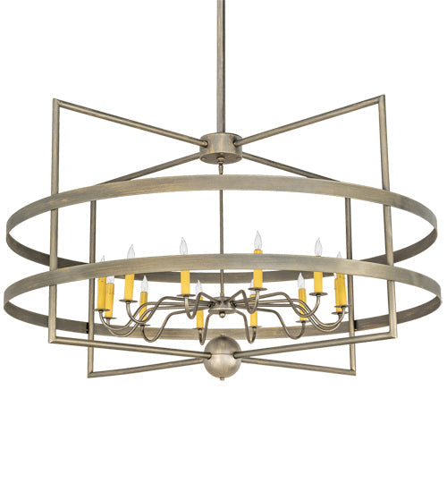 Meyda Lighting Aldari 48" 12-Light Antique Brass Chandelier With Amber Faux Candlelight