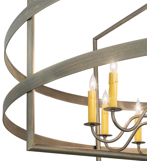 Meyda Lighting Aldari 48" 12-Light Antique Brass Chandelier With Amber Faux Candlelight