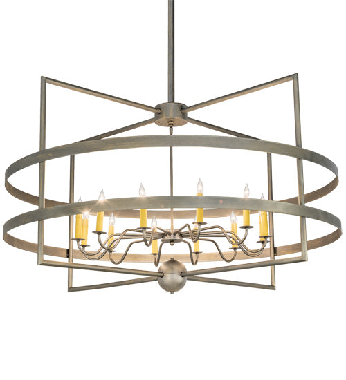 Meyda Lighting Aldari 48" 12-Light Antique Brass Chandelier With Amber Faux Candlelight