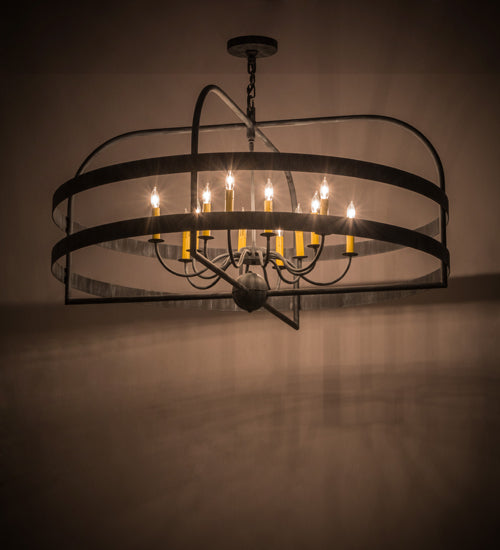 Meyda Lighting Aldari 48" 12-Light Antique Iron Gate Chandelier With Amber Faux Candlelight