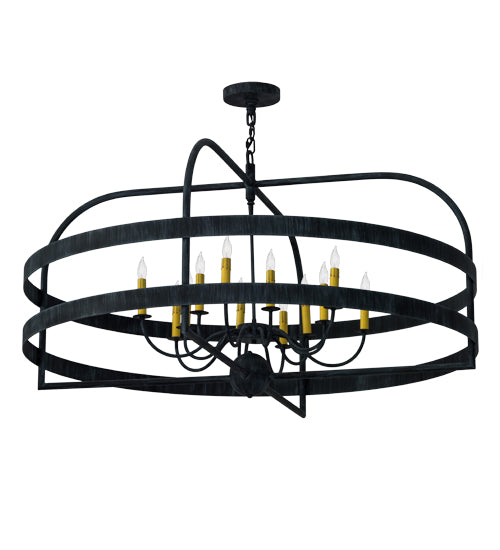 Meyda Lighting Aldari 48" 12-Light Antique Iron Gate Chandelier With Amber Faux Candlelight