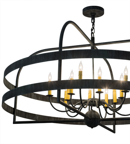 Meyda Lighting Aldari 48" 12-Light Antique Iron Gate Chandelier With Amber Faux Candlelight