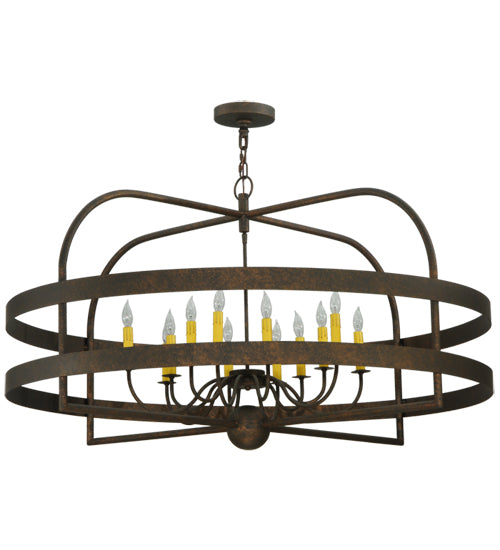 Meyda Lighting Aldari 48" 12-Light Gilded Tobacco Chandelier With Amber Faux Candlelight