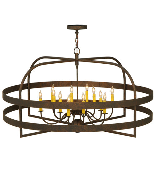 Meyda Lighting Aldari 48" 12-Light Gilded Tobacco Chandelier With Amber Faux Candlelight