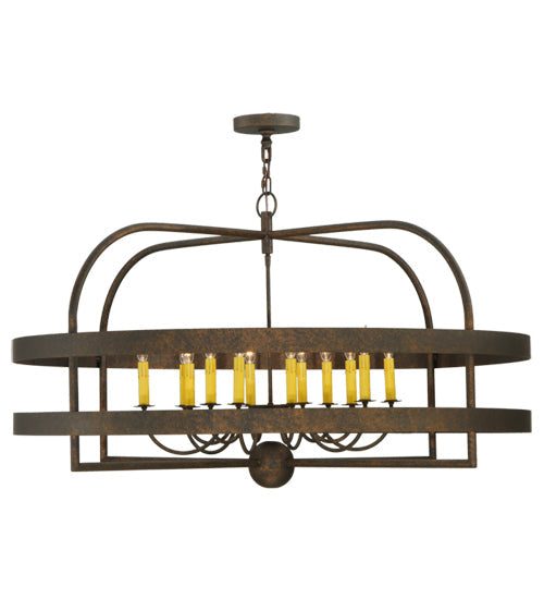 Meyda Lighting Aldari 48" 12-Light Gilded Tobacco Chandelier With Amber Faux Candlelight