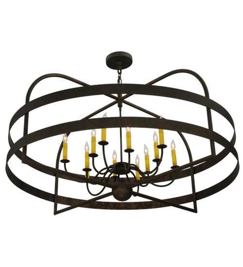 Meyda Lighting Aldari 48" 12-Light Gilded Tobacco Chandelier With Amber Faux Candlelight