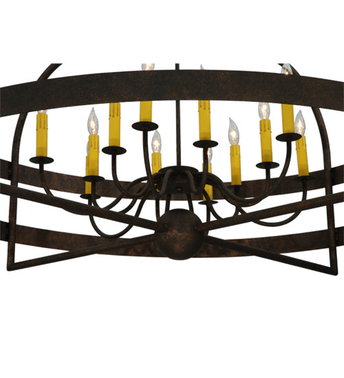 Meyda Lighting Aldari 48" 12-Light Gilded Tobacco Chandelier With Amber Faux Candlelight