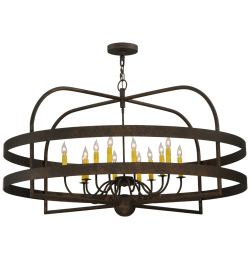 Meyda Lighting Aldari 48" 12-Light Gilded Tobacco Chandelier With Amber Faux Candlelight