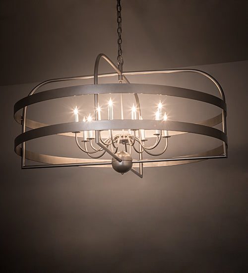 Meyda Lighting Aldari 48" 12-Light Nickel Finish Powder Coat Chandelier With White Faux Candlelight
