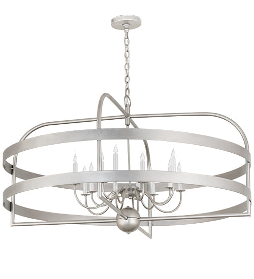 Meyda Lighting Aldari 48" 12-Light Nickel Finish Powder Coat Chandelier With White Faux Candlelight