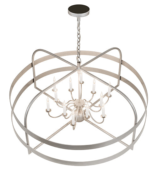 Meyda Lighting Aldari 48" 12-Light Nickel Finish Powder Coat Chandelier With White Faux Candlelight