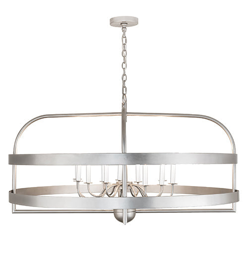 Meyda Lighting Aldari 48" 12-Light Nickel Finish Powder Coat Chandelier With White Faux Candlelight