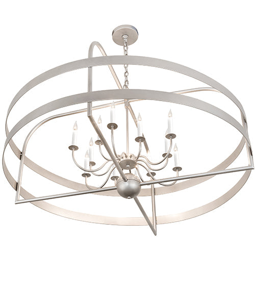 Meyda Lighting Aldari 48" 12-Light Nickel Finish Powder Coat Chandelier With White Faux Candlelight