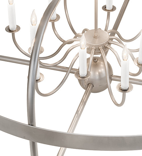Meyda Lighting Aldari 48" 12-Light Nickel Finish Powder Coat Chandelier With White Faux Candlelight