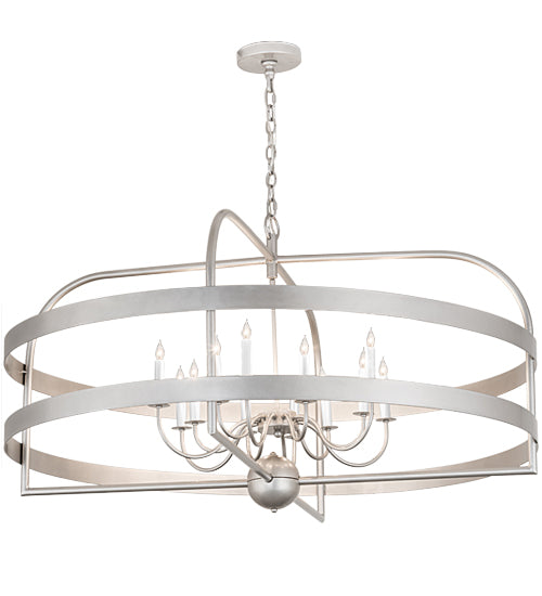 Meyda Lighting Aldari 48" 12-Light Nickel Finish Powder Coat Chandelier With White Faux Candlelight