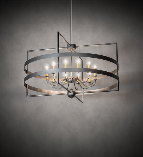Meyda Lighting Aldari 48" 12-Light Nickel Powder Coat Chandelier With Ivory Faux Candlelight