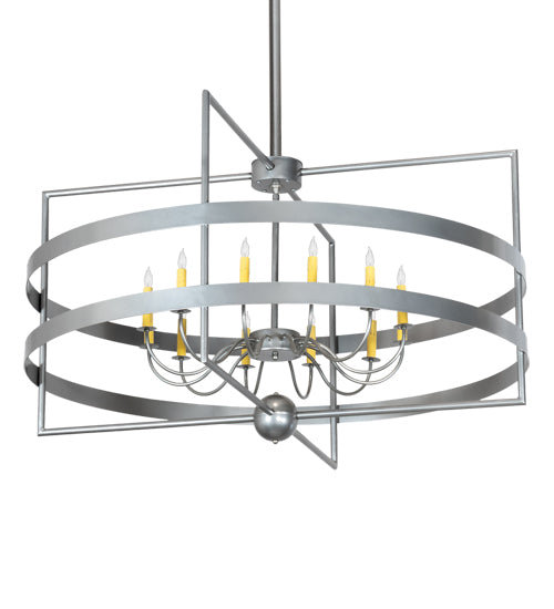 Meyda Lighting Aldari 48" 12-Light Nickel Powder Coat Chandelier With Ivory Faux Candlelight