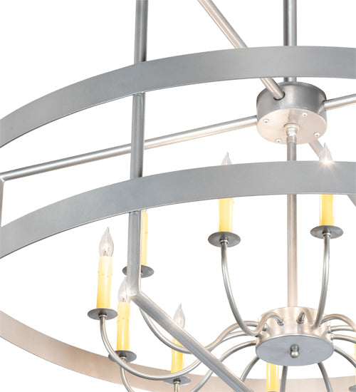 Meyda Lighting Aldari 48" 12-Light Nickel Powder Coat Chandelier With Ivory Faux Candlelight